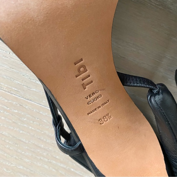 Tibi black leather square toe strappy sandal heels - Picture 10 of 11